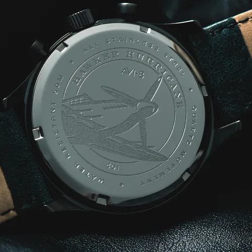 Miniatura 2 de Reloj analógico AV-4011 Hawker Hurricane, con mecanismo de cuarzo japonés, con correa de piel, de AVI-8