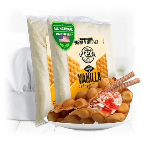 Miniatura 15 de OldSoul - Mezcla profesional de gofres de burbujas, sin gluten, crujiente, sabor vainilla, mezcla de gofres de huevo, 28 gofres