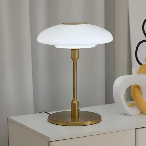 Lámpara de mesa moderna de metal y vidrio, lámpara de mesa decorativa, lámpara de mesa para sala de estar, dormitorio, sala de estudio, 12.6 x 16.5