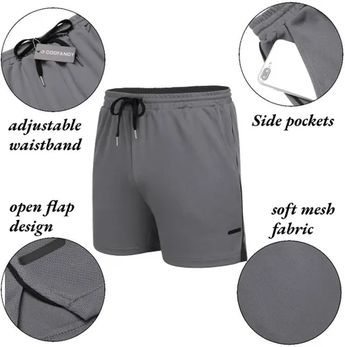 Miniatura 5 de COOFANDY Paquete de 2 pantalones cortos de entrenamiento de gimnasio para hombre, pantalones de malla ligeros para culturismo, entrenamiento