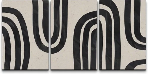 Miniatura 23 de wall26 Lienzo enmarcado para pared, juego de arte impreso con collage de polígonos en espiral negro y tostado, ilustraciones de patrones abstractos