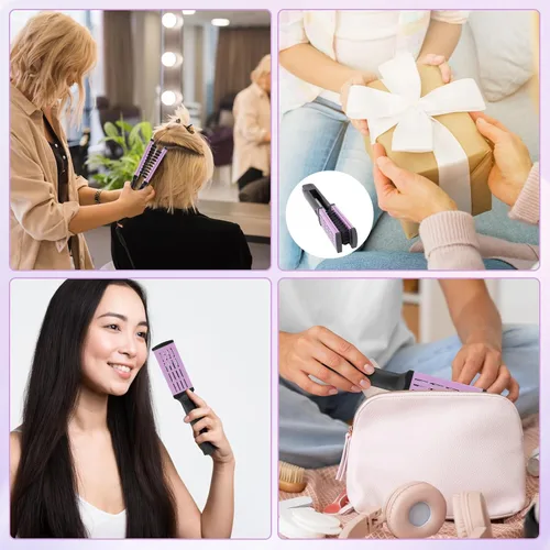 Miniatura 7 de ZJchao Peine de doble cepillo para alisar el cabello, cepillo de cerdas de doble extremo, peine alisador de abrazadera, resistente a altas