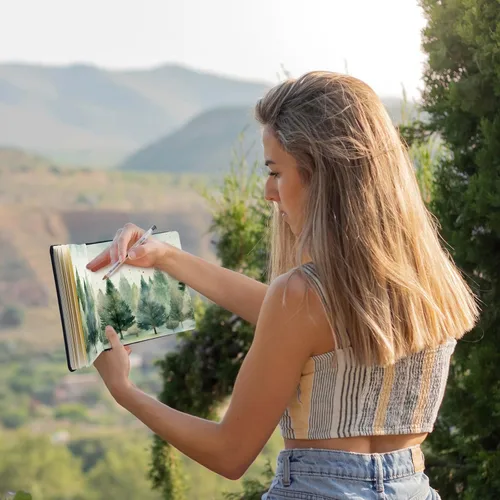Miniatura 4 de Mooliwe 6 cuadernos de bocetos de acuarela, diario pequeño de acuarela de papel, a granel para pintar 300 GSM, 140 libras, algodón prensa en frío