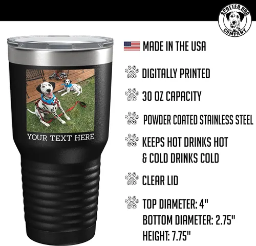 Miniatura 2 de Vaso personalizado de 30 onzas (17 colores) con foto impresa con aislamiento térmico de acero inoxidable recubierto de polvo con tapa, regalo