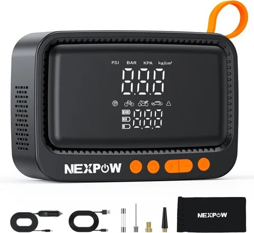 Miniatura 13 de NEXPOW Inflador de neumáticos, compresor de aire portátil, bomba de aire de 150 PSI para neumáticos de automóvil con manómetro digital y apagado
