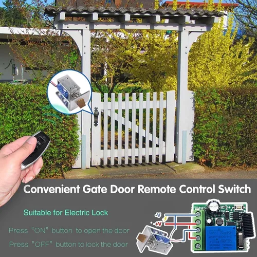 Miniatura 4 de QIACHIP Interruptor remoto inalámbrico DC 5V 9V 12V 24V 48V 433MHz, relé de 1 canal con receptor y 1 transmisor para controles de acceso de puertas