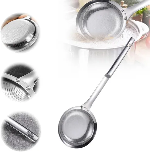 Colador de acero inoxidable de malla fina, colador de malla fina de acero inoxidable mejorado 2024, colador de alimentos de mango largo para cocina,