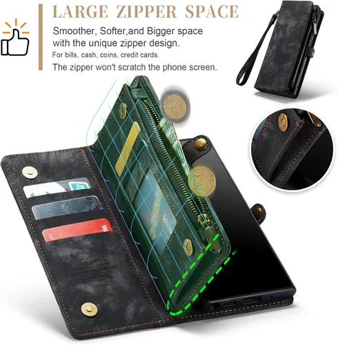 Miniatura 4 de Asuwish Funda de teléfono para Samsung Galaxy Note 20 Glaxay Note20 5G con cremallera, funda desmontable con protector de pantalla de vidrio