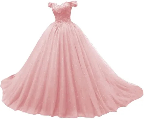 XYAYE Vestidos de quinceañera de tul hinchado para mujer, vestido de fiesta con hombros descubiertos, vestidos de fiesta de encaje, dulces 15