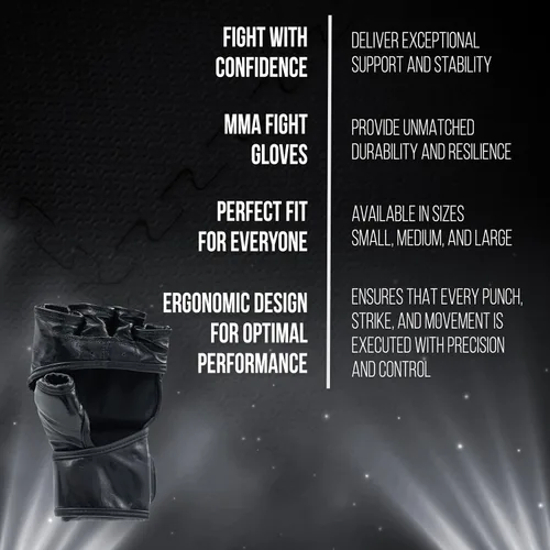 Miniatura 3 de CLETO REYES Black Mamba MMA - Guantes de lucha de competición para hombres y mujeres, piel de vacuno, color negro