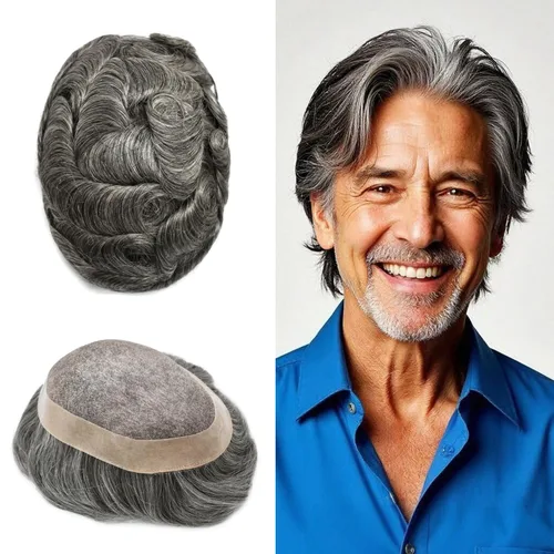 Miniatura 70 de Mens Toupee Hair Piece For Men Fine Mono Men Hair System Toupee For Men Hair Piece Real Human Hair System For Men Protesis Capilar Para Hombre 6x9