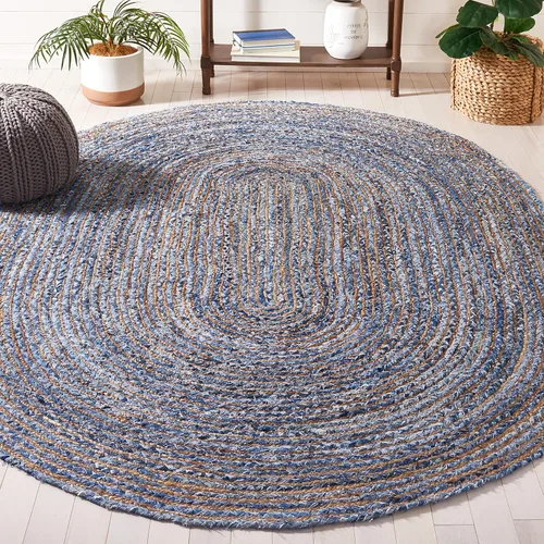 Miniatura 28 de SAFAVIEH Alfombra 8x10 - Colección Cape Cod - Grande - Beige y Multi, Jute y Algodón Hecho a Mano, Diseño Trenzado Tejido (CAP202B)