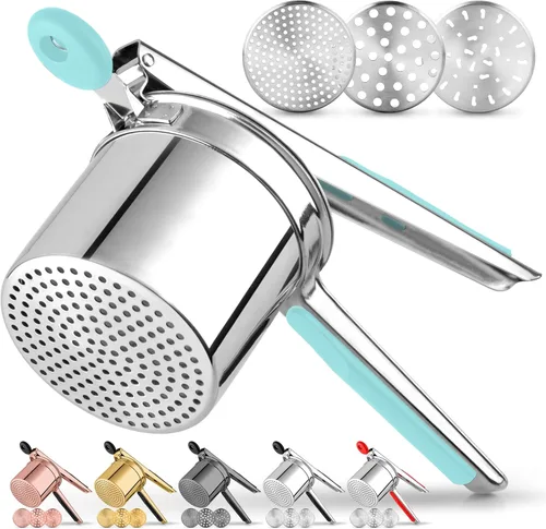 Miniatura 10 de Zulay Kitchen Ricer de papas grande de 15 onzas, triturador de papas de acero inoxidable resistente y triturador para puré de papas, triturador