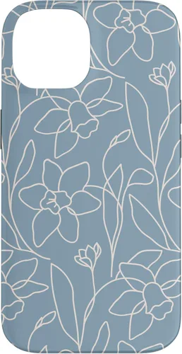 Miniatura 4 de Poppy Flower Line Art Modern Leaves Boho Light Blue Case for iPhone 17
