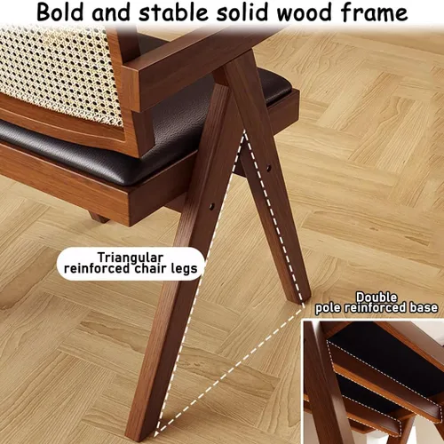 Miniatura 7 de YVYKFZD Juego de sillas de comedor de ratán, sillas de comedor de madera, sillas de cocina con respaldo tejido, sillón tapizado, silla auxiliar