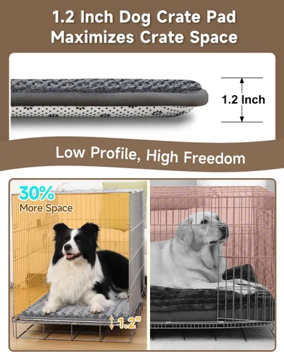 Miniatura 4 de Cama para perros pequeños para jaula de espuma de alta resistencia para perros medianos, lavable, antideslizante, 23 x 17 pulgadas, gris oscuro