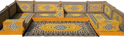 Miniatura 23 de arabicsofa Cojines de piso árabe en forma de U – Sofá tradicional Majlis con sofá otomano
