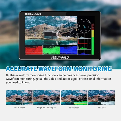 Miniatura 3 de FEELWORLD 1600Nit 4k Ultra Brillante Cámara Video Monitor 5.5 Pulgadas HDMI Pantalla Táctil DSLR Monitor de Campo 1920x1200 IPS F970 Kit