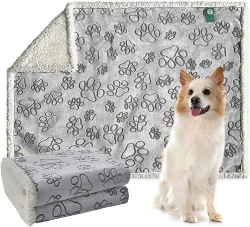 Miniatura 16 de Qeils Manta impermeable calmante para gatos de interior, manta suave y silenciosa de felpa para mascotas, manta gruesa de piel sintética de 500 GSM