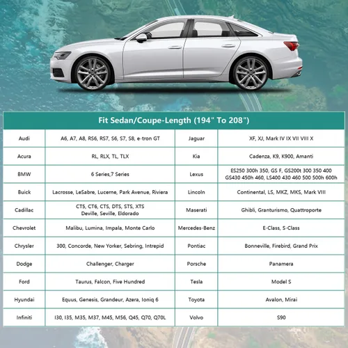 Miniatura 4 de GUNHYI Cubierta impermeable para automóvil para todo clima, ajuste universal Tesla Model S, Audi A6/A7/A8, Dodge Charger, Mercedes Benz Clase S S500