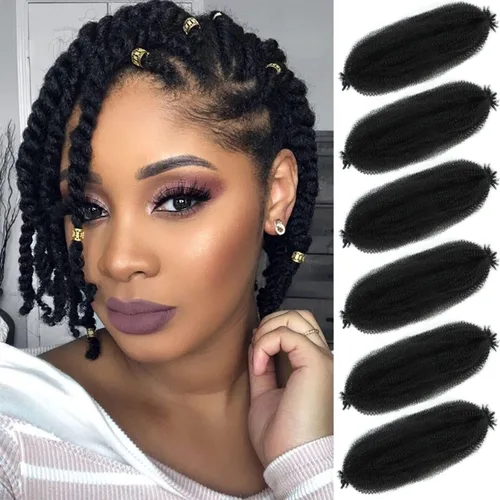 Miniatura 35 de Cabello afro trenzado elástico de 24 pulgadas 3 paquetes Cabello afro trenzado elástico Cabello afro para trenzado en crochet (24 pulgadas