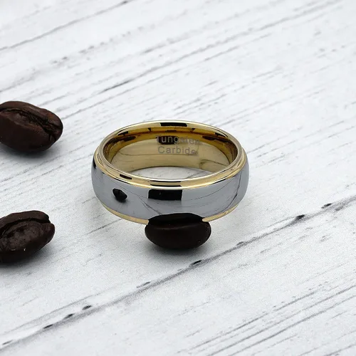 Miniatura 4 de 100S JEWELRY Anillos de tungsteno personalizados grabados para hombres y mujeres, alianza de boda, dos tonos, oro y plata, tallas 6-16