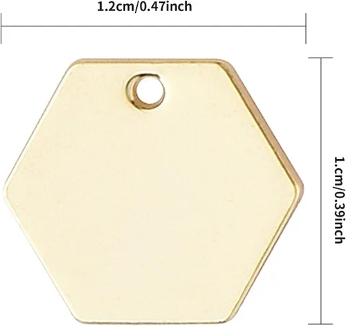 Miniatura 2 de NUORUI 20 colgantes de latón con etiqueta de estampado en blanco para hacer joyas (hexagonal dorado)