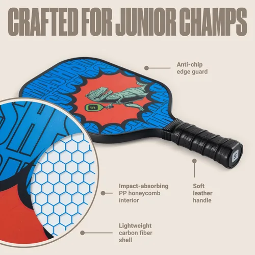 Miniatura 5 de Sportbit Kids Pickleball Paddles Set of 1 or 2 - Child Size Pickleball Paddle for Kids Small and Lightweight - Carbon Fiber Youth Pickleball Paddle