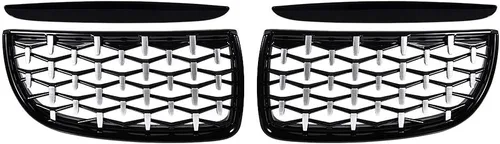 Miniatura 2 de Rejilla de Riñón Cromada con Malla Brillante en Negro Compatible con BMW 323i 325xi 330i 328i 328xi 335i 335xi E90 E91 Pre-LCI de 2005-2008