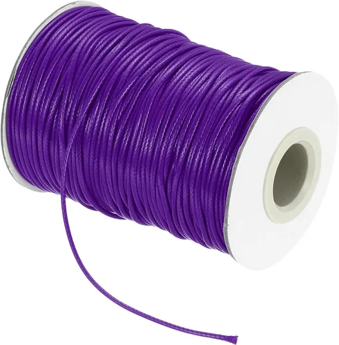 Miniatura 38 de MECCANIXITY Cordón encerado de poliéster encerado de 0.020 in, cuerda de cera de 175 yardas para hacer pulseras, collares, cuentas, joyería y Negro