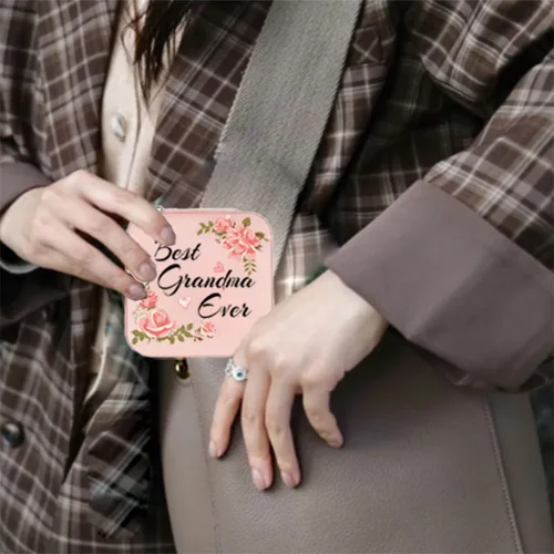 Miniatura 6 de JUFORLFY Joyero de viaje para mujeres y niñas, organizador con espejo, anillos, aretes, collares, caja organizadora de almacenamiento, caja