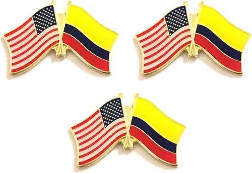 Miniatura 120 de 3 Pines de solapa con banderas de Estados Unidos y países internacionales, paquete de 3 pines dobles con diseño de banderas de Estados Unidos