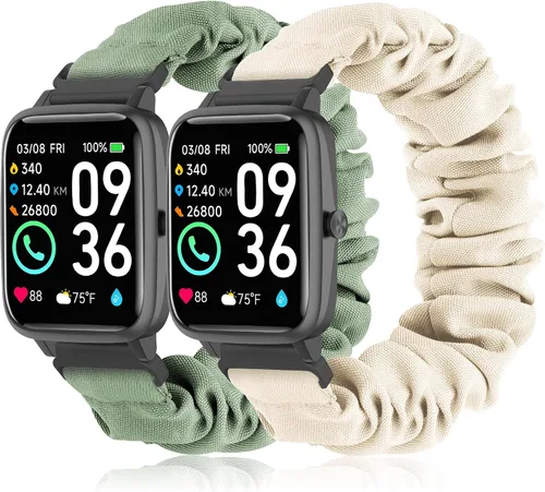 Miniatura 14 de Sunnyson Correas de 0.866 in para reloj inteligente Veryfit IDW13/IDW16/IDW19/IDW26/IDW28, paquete de 2 correas elásticas de tela elástica