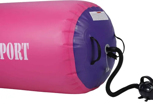Miniatura 7 de Air Barrel - Barril de Aire Rodillo de Gimnasia para Entrenador de Flic Flac Hacia Atrás, Colchoneta de Aire con Bomba para Entrenamiento de Rosa
