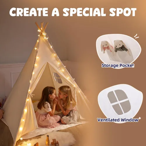 Miniatura 3 de Tienda de campaña tipi para niños, tiendas de campaña para niños y niñas, casa de juegos de regalos para juegos en interiores y exteriores, casa