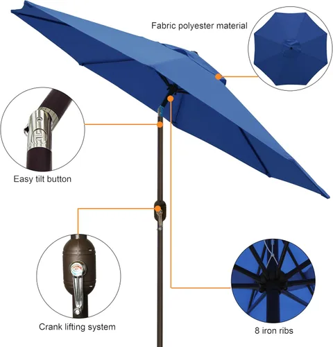 Miniatura 2 de Blissun - Sombrilla de aluminio para patio al aire libre de 9 pies, sombrilla de mesa para exteriores, sombrilla de jardín, sombrilla de mercado
