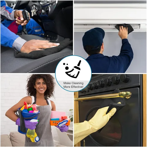 Miniatura 7 de Macarrie - 200 paños de limpieza de microfibra, toallas de microfibra para automóvil, paños de lavado absorbentes, reutilizables, sin pelusas, Negro