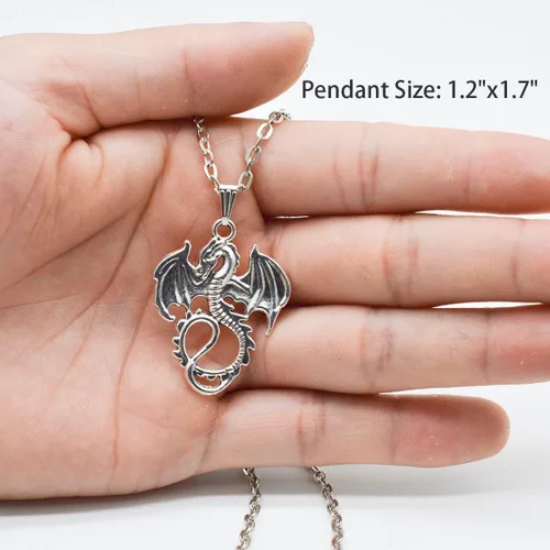 Miniatura 2 de DALUNDREAMLI Personalized Fierce Animal Dragon Necklace Dragon Jewelry Infinite Charm Friendship Necklace Pendants Gift
