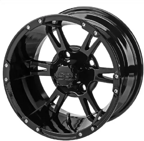 Miniatura 2 de Bundle - 9 Items: LSI Raptor 12" Golf Wheels Gloss Black 23" X-Trail Tires [for YamahaGolf Carts]