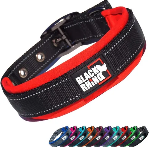 Miniatura 33 de Collares para perros Black Rhino para perros medianos - Collar de perro ajustable reflectante resistente con acolchado de neopreno ultra suave