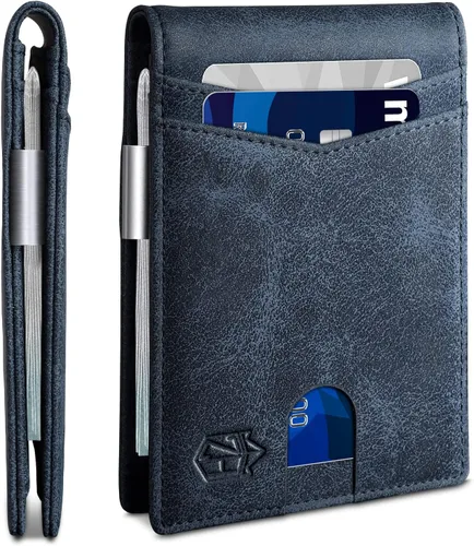 Miniatura 118 de Zitahli - Billetera delgada con 12 ranuras para tarjetas, ventana de identificación con clip para dinero, bolsillo frontal RFID plegable, pequeña