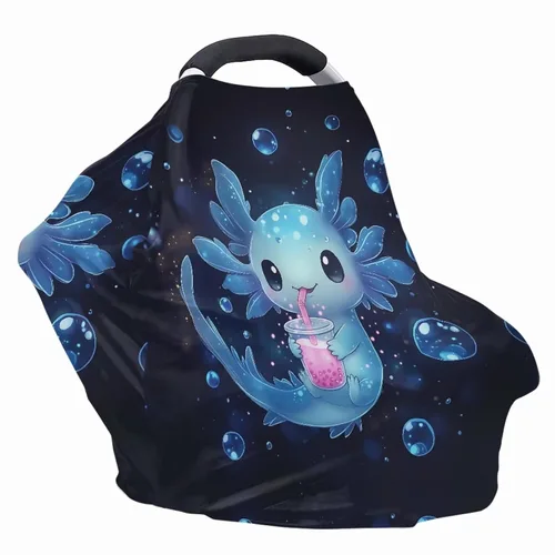 Miniatura 3 de Axolotl Breast Feeding Cover Cat Carseat Covers Baby, Breathable Nursing Covers Breast Feeding Covers for Women, Infant Carseat Canopy Black