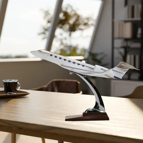 Miniatura 2 de Modelo de avión a escala 1:100 Gulfstream G650 Aviones de simulación a presión para adultos, modelo de resina de 12 pulgadas, entusiastas