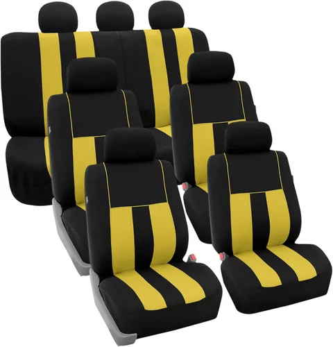 Miniatura 13 de FH Group - Juego completo de fundas para asientos de auto con rayas llamativas, ajuste universal para asientos delanteros de respaldo bajo, Verde