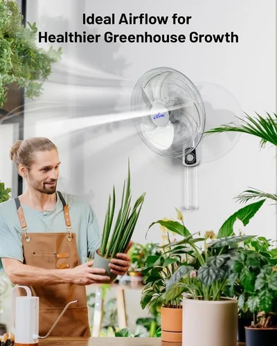 Miniatura 7 de iLiving Ventilador oscilante de montaje en pared con inclinación ajustable, 18 pulgadas, 3 velocidades, rejilla y hoja de metal, oscilación de 90
