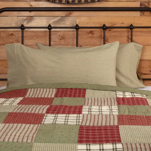 Juego de 2 fundas de almohada de algodón a rayas color caqui y marrón