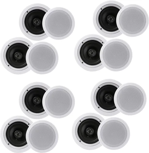 Miniatura 9 de Pyle - Sistema de dos altavoces de 16,5 cm de montaje empotrado en pared o techo, de 2 vías, con conexiones rápidas de resorte, cono doble