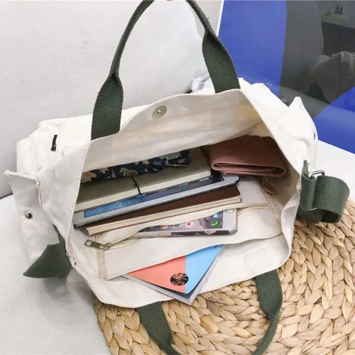 Miniatura 4 de Bolso bandolera casual de lona, bolso de mano grande