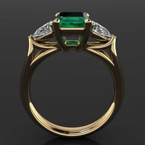 Miniatura 4 de Koguxuix Joyería de moda elegante para mujer, chapado en oro de 18 quilates, corte cuadrado, piedra natal de piedra natal de boda, anillos de novia