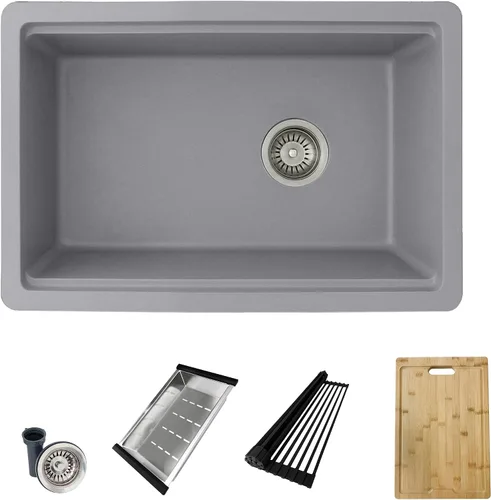 Miniatura 14 de Stylish S-822L - Fregadero de cocina de granito compuesto de 22 x 17.5 pulgadas, cuenco individual debajo del montaje y caída, 8.25 pulgadas